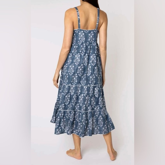 Juliet Dunn Long Swing Dress Midnight Small Flower Block Print Size Large NWOT - Picture 2 of 11